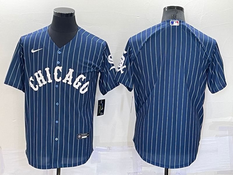 Men Chicago White Sox Blank Blue Stripe Throwback Nike 2022 MLB Jersey->youth mlb jersey->Youth Jersey